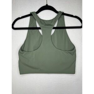 Offline By Aerie Sz L Green Racerback Padded Workout Crop Top/long Sports Bra
